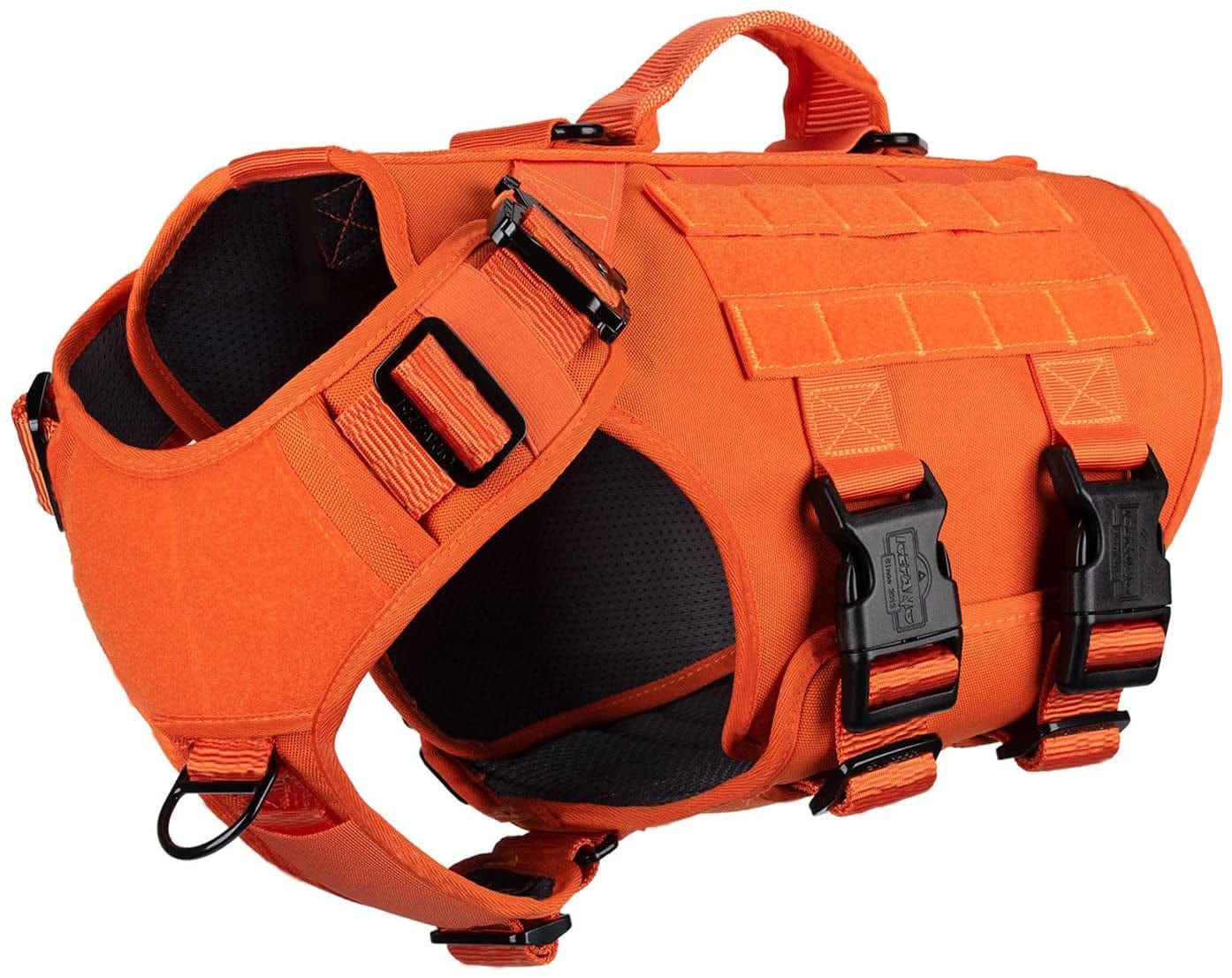 ICEFANG Tactical Dog Operation Harness with 6X Buckle,Dog Molle Vest with Handle,3/4 Body Coverage,Hook and Loop Panel for ID Patch,No Pulling Front Clip (L (28"-35" Girth), Coyote Brown) Animals & Pet Supplies > Pet Supplies > Dog Supplies > Dog Apparel frostwolf Safety Orange Large (Pack of 1) 