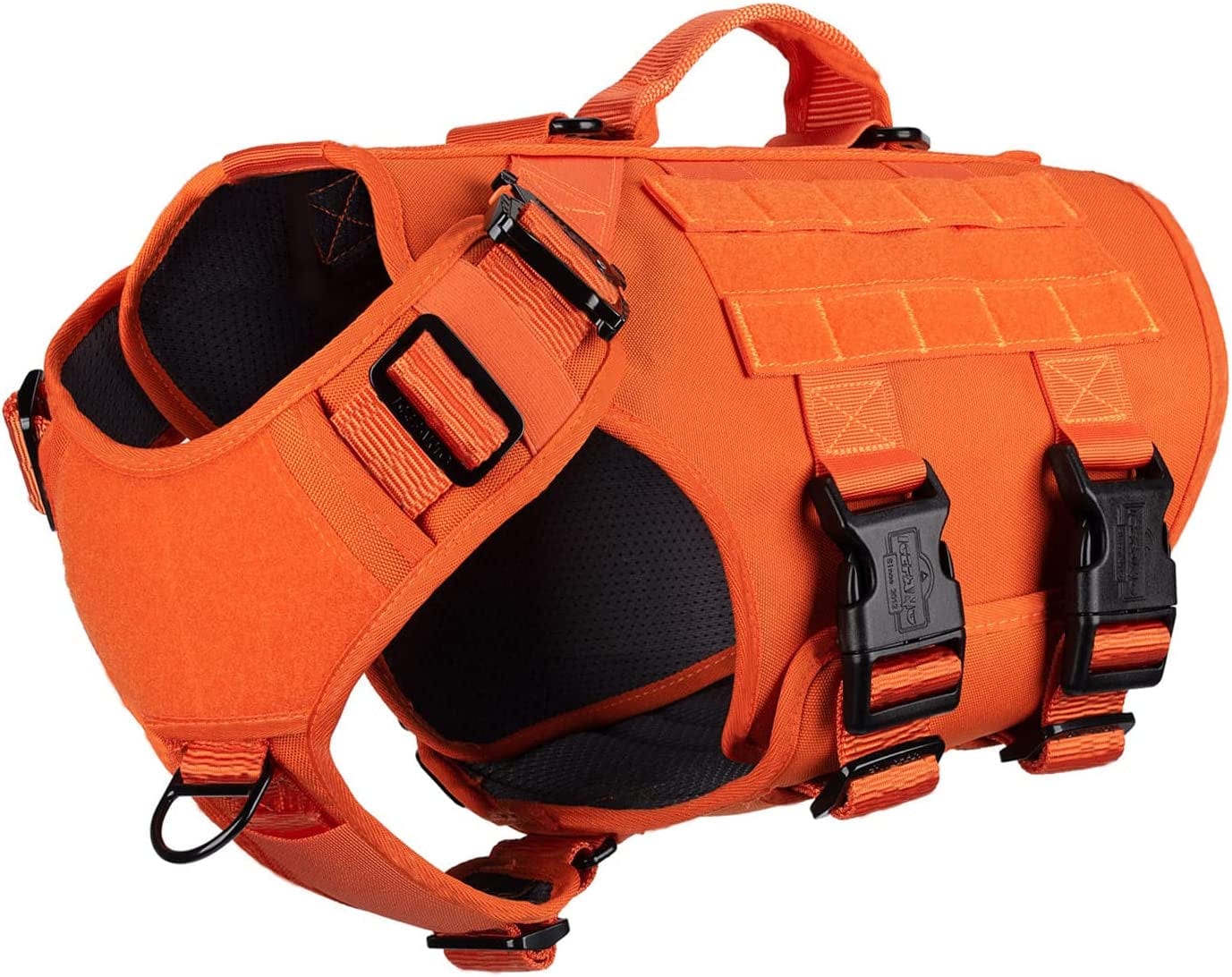 ICEFANG Tactical Dog Operation Harness with 6X Buckle,Dog Molle Vest with Handle,3/4 Body Coverage,Hook and Loop Panel for ID Patch,No Pulling Front Clip (L (28"-35" Girth), Coyote Brown) Animals & Pet Supplies > Pet Supplies > Dog Supplies > Dog Apparel frostwolf Safety Orange X-Large (Pack of 1) 