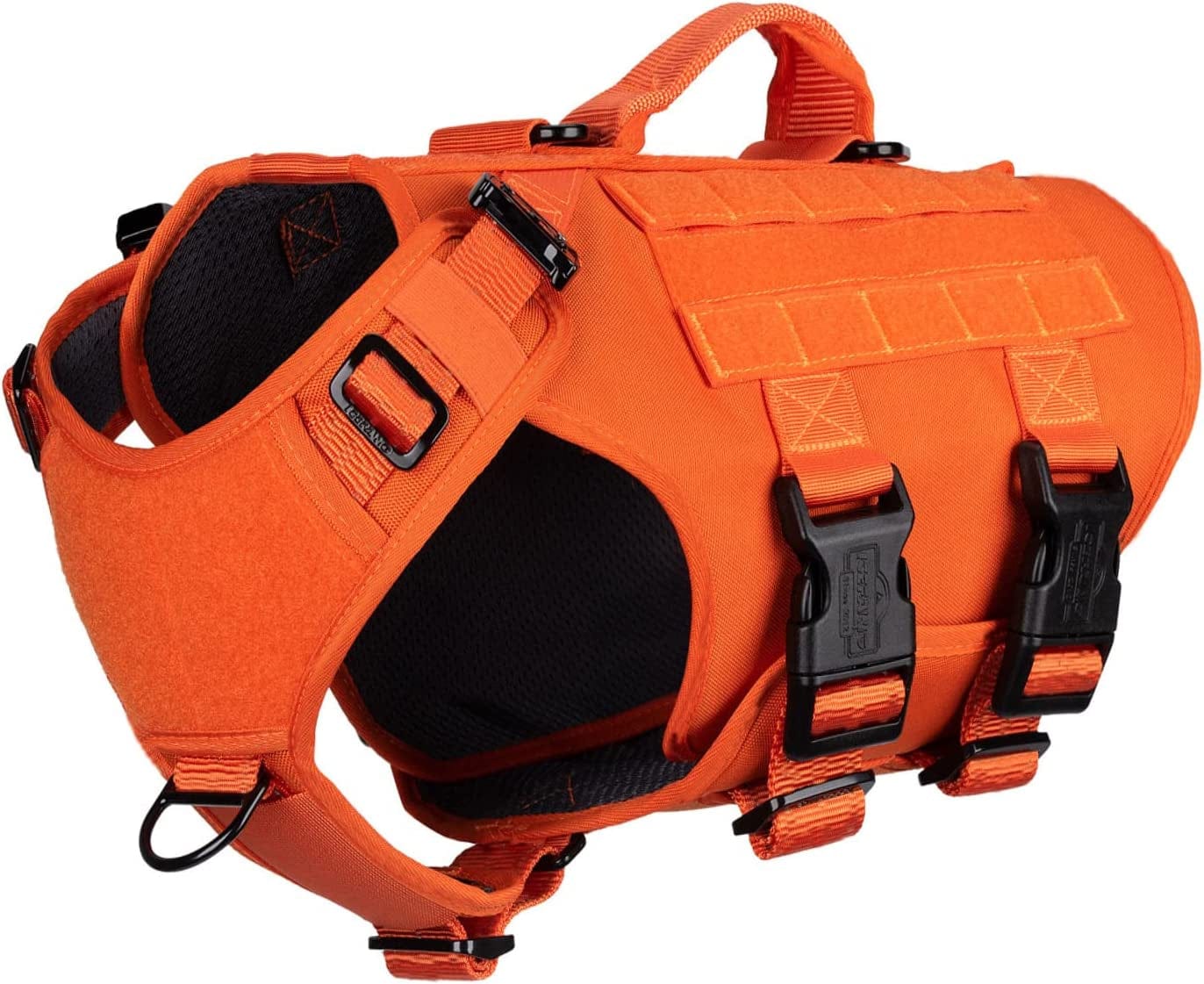 ICEFANG Tactical Dog Operation Harness with 6X Buckle,Dog Molle Vest with Handle,3/4 Body Coverage,Hook and Loop Panel for ID Patch,No Pulling Front Clip (L (28"-35" Girth), Coyote Brown) Animals & Pet Supplies > Pet Supplies > Dog Supplies > Dog Apparel frostwolf Safety Orange Medium (Pack of 1) 