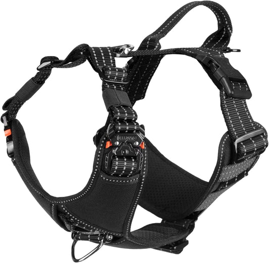 ICEFANG Tactical Dog Strap Harness Mobility Vest with Handle,Padded Y Front Chest Protector,5 Point Adjustable,No-Pull Leash Attachment (Large (Pack of 1), Elite-Black) Animals & Pet Supplies > Pet Supplies > Dog Supplies > Dog Apparel Frostwolf Elite-Black Medium (Pack of 1) 