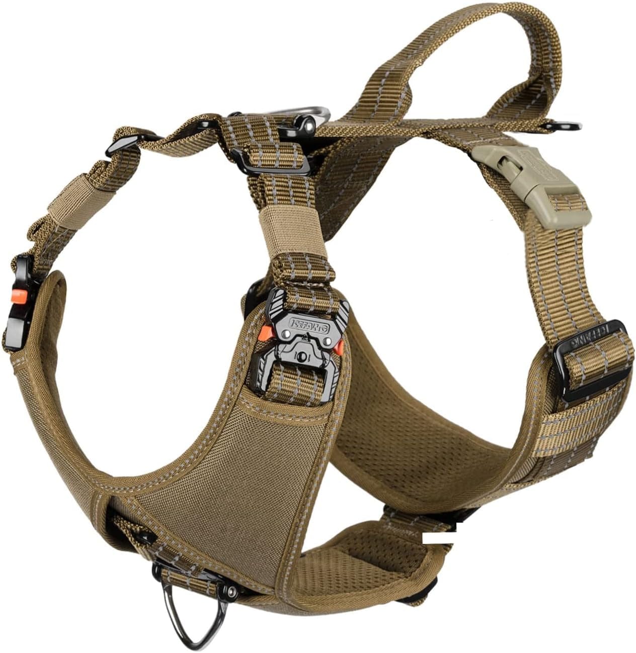 ICEFANG Tactical Dog Strap Harness Mobility Vest with Handle,Padded Y Front Chest Protector,5 Point Adjustable,No-Pull Leash Attachment (Large (Pack of 1), Elite-Black) Animals & Pet Supplies > Pet Supplies > Dog Supplies > Dog Apparel Frostwolf Elite-Brown Large (Pack of 1) 