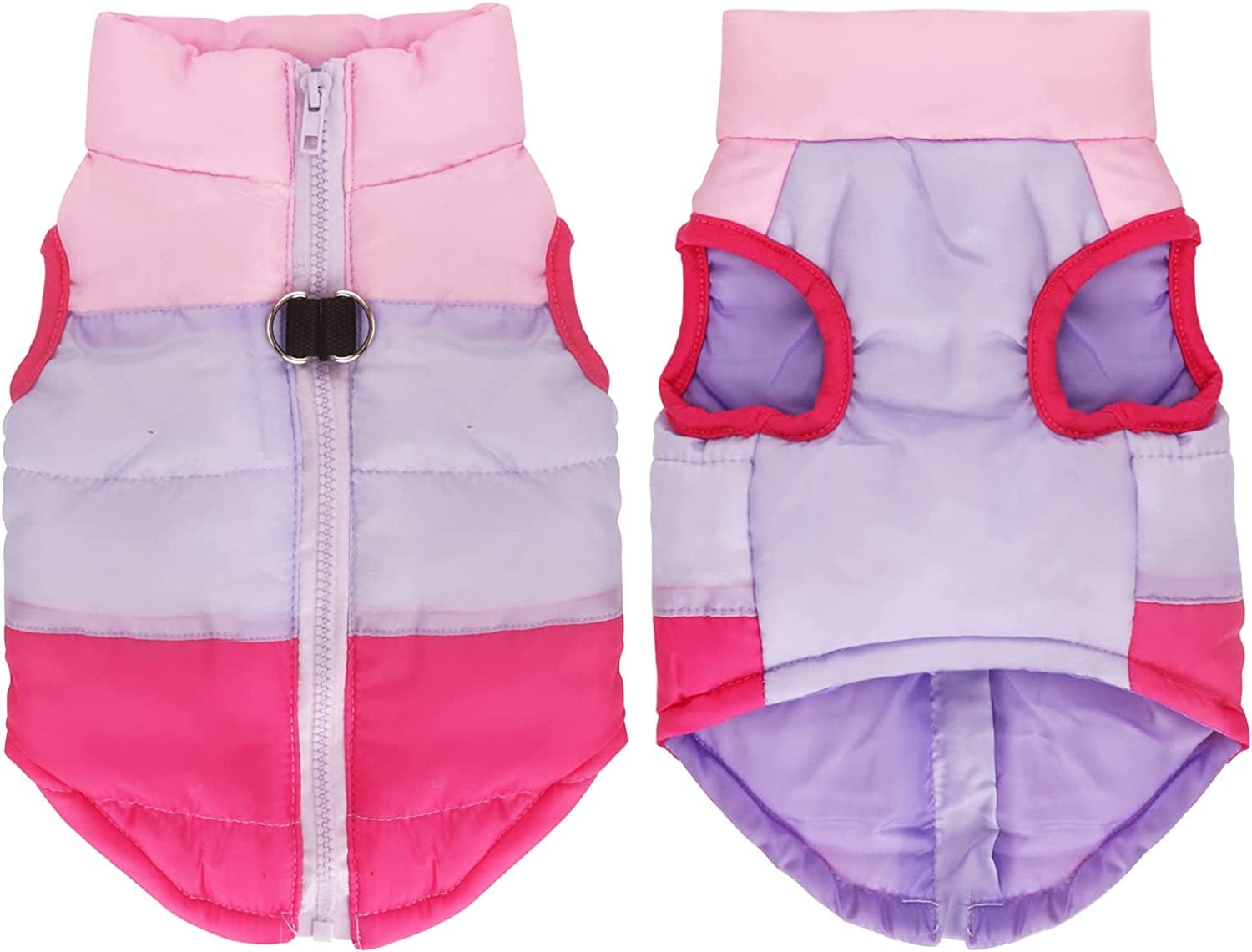 Idepet Pet Dog Cat Coat with Leash Anchor Color Patchwork Padded Puppy Teddy Chihuahua Jacket Vest Costumes Pug Clothes (Xs,Rose Red) Animals & Pet Supplies > Pet Supplies > Dog Supplies > Dog Apparel Idepet   