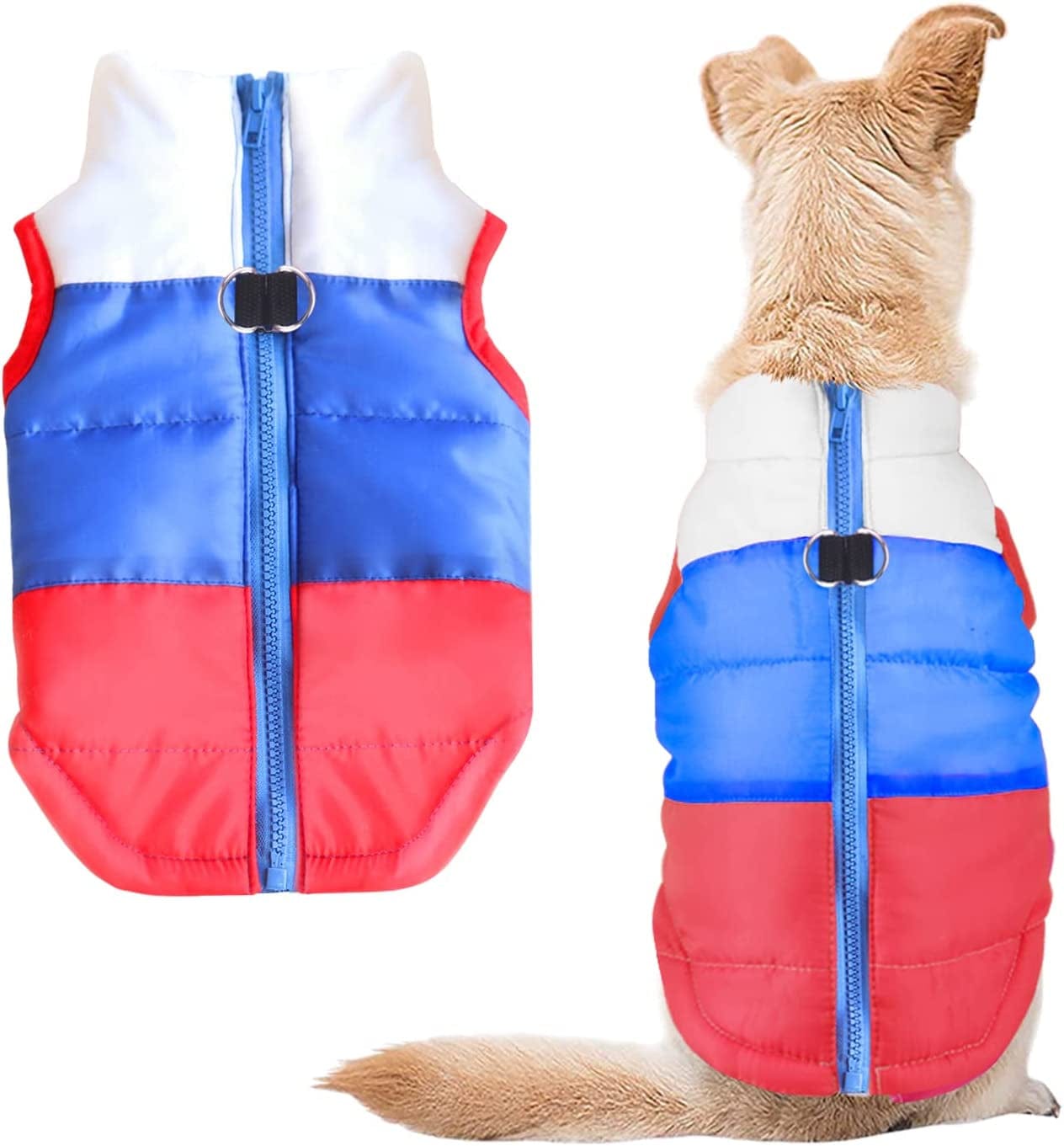 Idepet Pet Dog Cat Coat with Leash Anchor Color Patchwork Padded Puppy Teddy Chihuahua Jacket Vest Costumes Pug Clothes (Xs,Rose Red) Animals & Pet Supplies > Pet Supplies > Dog Supplies > Dog Apparel Idepet Red Small (Pack of 1) 