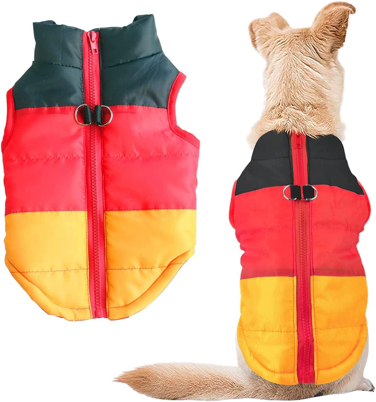 Idepet Pet Dog Cat Coat with Leash Anchor Color Patchwork Padded Puppy Teddy Chihuahua Jacket Vest Costumes Pug Clothes (Xs,Rose Red) Animals & Pet Supplies > Pet Supplies > Dog Supplies > Dog Apparel Idepet Yellow Small (Pack of 1) 