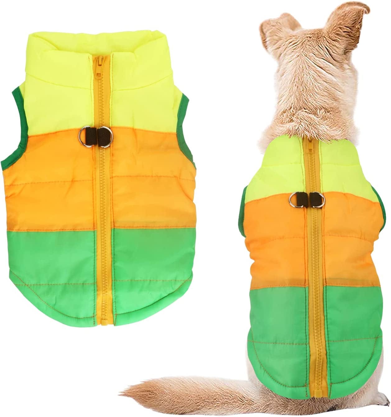 Idepet Pet Dog Cat Coat with Leash Anchor Color Patchwork Padded Puppy Teddy Chihuahua Jacket Vest Costumes Pug Clothes (Xs,Rose Red) Animals & Pet Supplies > Pet Supplies > Dog Supplies > Dog Apparel Idepet Green Small (Pack of 1) 