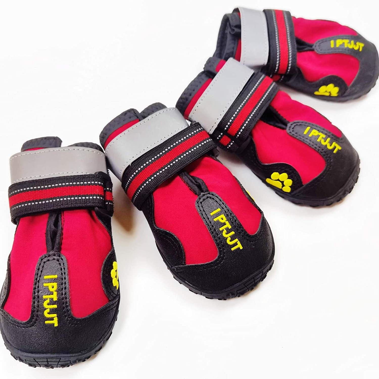 IPTJJT Dog Boots Waterproof Shoes for Dogs with Rugged Anti-Slip Sole, Reflective Strips for Indoor & Outdoor 4PCS Animals & Pet Supplies > Pet Supplies > Dog Supplies > Dog Apparel IPTJJT Red Size 7: 3.2"x2.8"(L*W) 