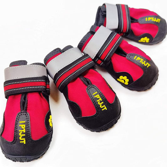IPTJJT Dog Boots Waterproof Shoes for Dogs with Rugged Anti-Slip Sole, Reflective Strips for Indoor & Outdoor 4PCS Animals & Pet Supplies > Pet Supplies > Dog Supplies > Dog Apparel IPTJJT Red Size 7: 3.2"x2.8"(L*W) 