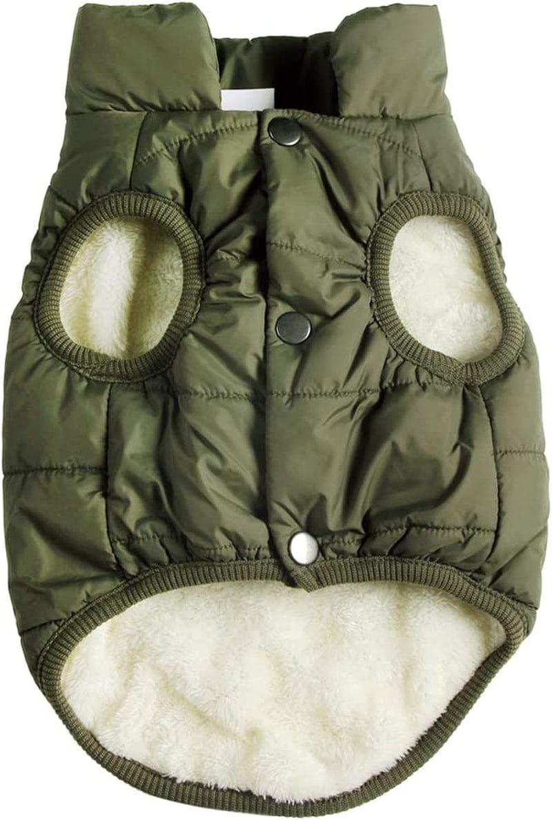 Joydaog 2 Layers Fleece Lined Warm Dog Jacket for Puppy Winter Cold Weather,Soft Windproof Small Dog Coat,Green S Animals & Pet Supplies > Pet Supplies > Dog Supplies > Dog Apparel Qingwanke Green Small (Pack of 1) 