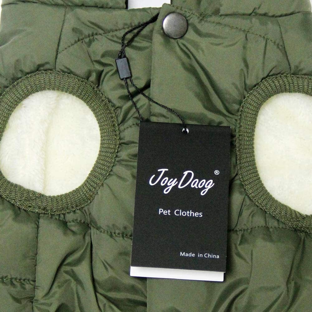 Joydaog 2 Layers Fleece Lined Warm Dog Jacket for Puppy Winter Cold Weather,Soft Windproof Small Dog Coat,Green S Animals & Pet Supplies > Pet Supplies > Dog Supplies > Dog Apparel Qingwanke   