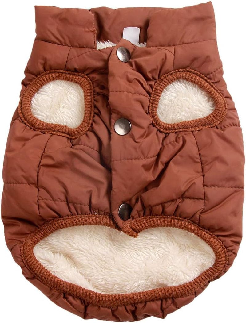 Joydaog 2 Layers Fleece Lined Warm Dog Jacket for Puppy Winter Cold Weather,Soft Windproof Small Dog Coat,Green S Animals & Pet Supplies > Pet Supplies > Dog Supplies > Dog Apparel Qingwanke Brown Small (Pack of 1) 