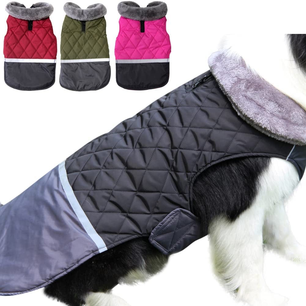 Joydaog Fleece Collar Reversible Dog Coats for Small Dogs Waterproof Warm Puppy Jacket for Cold Winter,Black M Animals & Pet Supplies > Pet Supplies > Dog Supplies > Dog Apparel JoyDaog Black Medium (Pack of 1) 