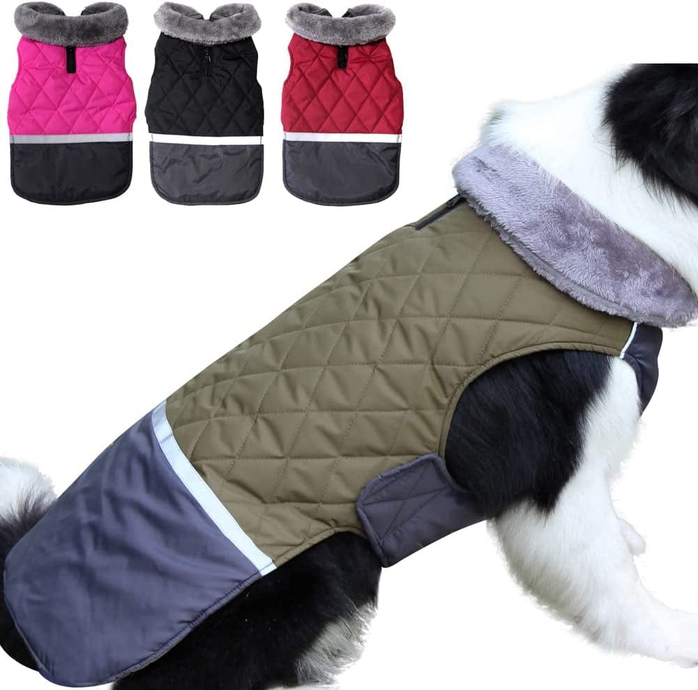 Joydaog Fleece Collar Reversible Dog Coats for Small Dogs Waterproof Warm Puppy Jacket for Cold Winter,Black M Animals & Pet Supplies > Pet Supplies > Dog Supplies > Dog Apparel JoyDaog Green XX-Large (Pack of 1) 