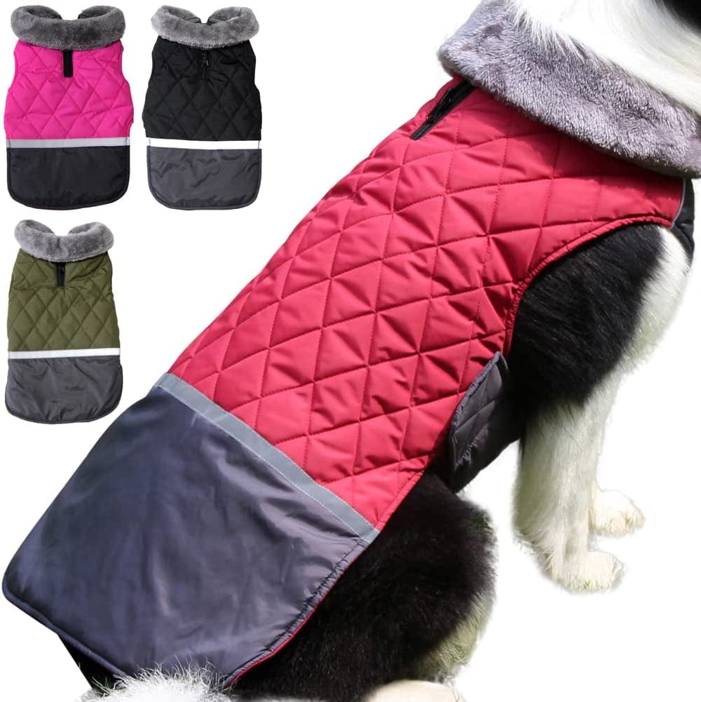 Joydaog Fleece Collar Reversible Dog Coats for Small Dogs Waterproof Warm Puppy Jacket for Cold Winter,Black M Animals & Pet Supplies > Pet Supplies > Dog Supplies > Dog Apparel JoyDaog Red Medium (Pack of 1) 