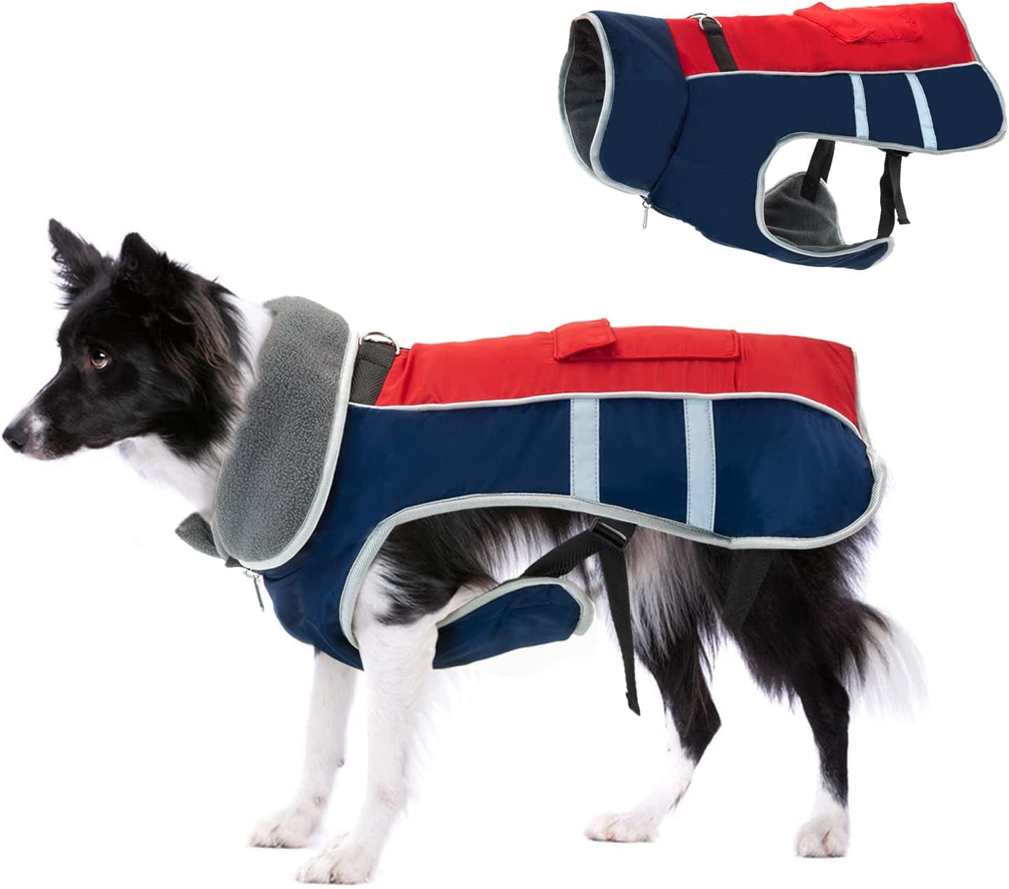 JOYELF Winter Warm Dog Coat, Reflective Waterproof Dog Jacket with Harness Traction Belt, Adjustable Size Windproof Dog Vest Warm Dog Apparel for Large Dogs - Xlarge Size Animals & Pet Supplies > Pet Supplies > Dog Supplies > Dog Apparel STARTOY X-Large  