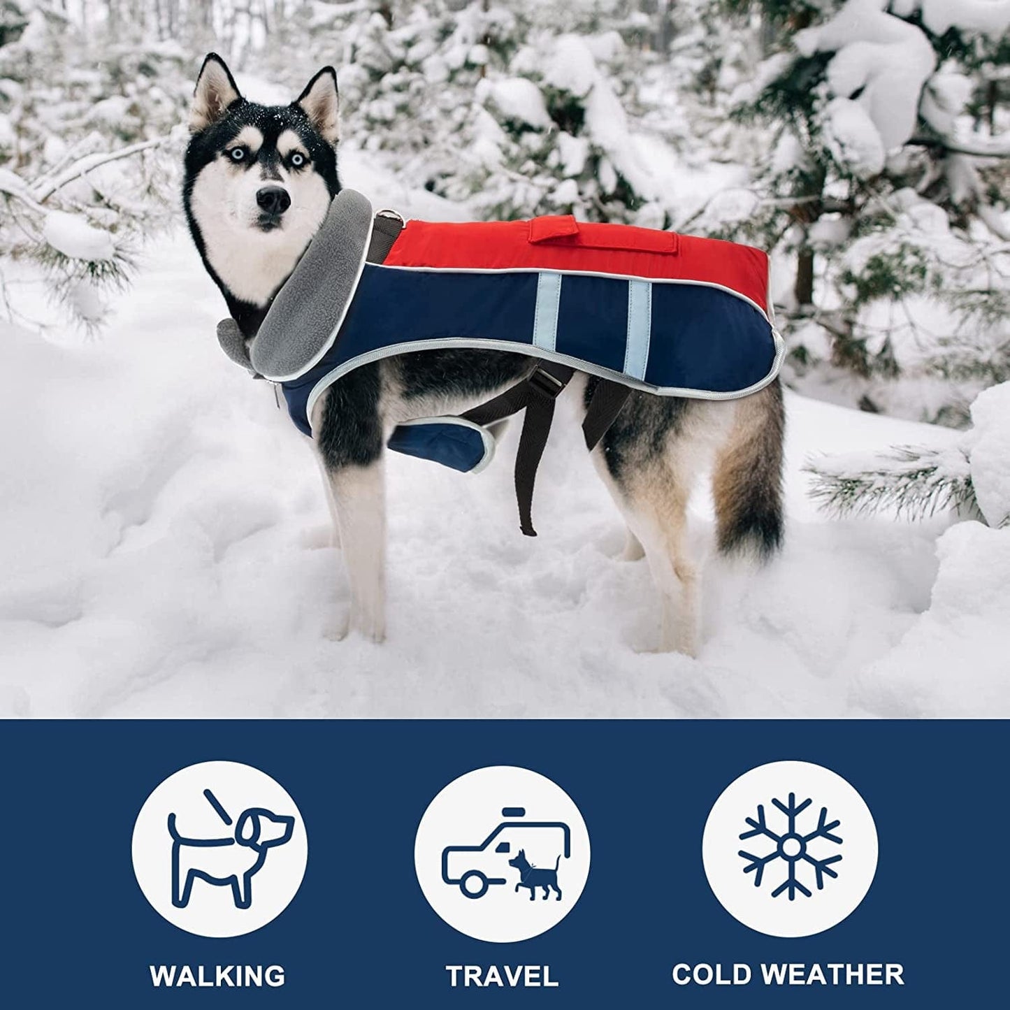 JOYELF Winter Warm Dog Coat, Reflective Waterproof Dog Jacket with Harness Traction Belt, Adjustable Size Windproof Dog Vest Warm Dog Apparel for Large Dogs - Xlarge Size Animals & Pet Supplies > Pet Supplies > Dog Supplies > Dog Apparel STARTOY   