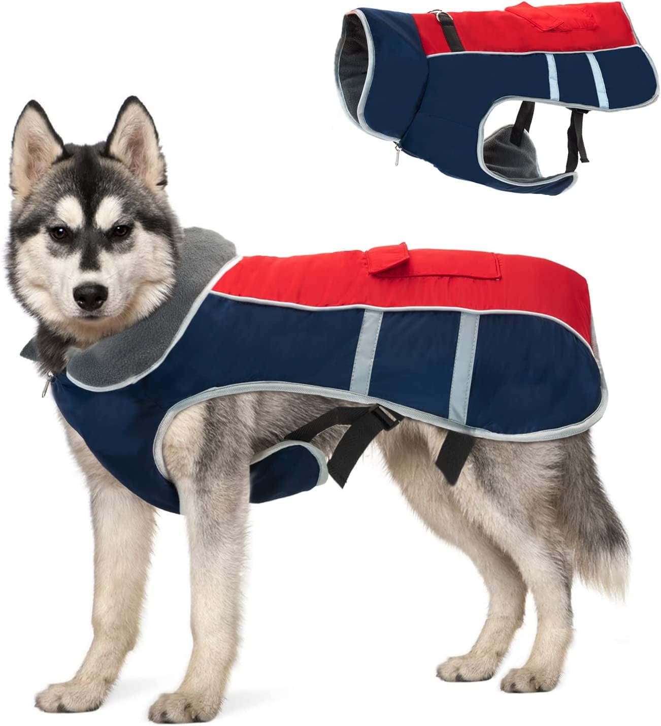 JOYELF Winter Warm Dog Coat, Reflective Waterproof Dog Jacket with Harness Traction Belt, Adjustable Size Windproof Dog Vest Warm Dog Apparel for Large Dogs - Xlarge Size Animals & Pet Supplies > Pet Supplies > Dog Supplies > Dog Apparel STARTOY XX-Large  