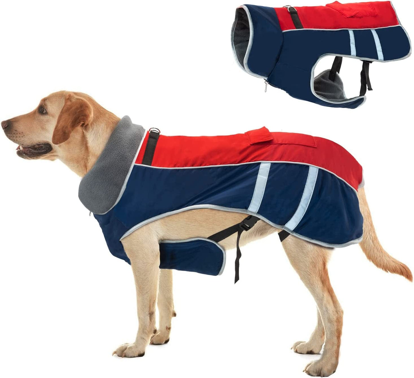 JOYELF Winter Warm Dog Coat, Reflective Waterproof Dog Jacket with Harness Traction Belt, Adjustable Size Windproof Dog Vest Warm Dog Apparel for Large Dogs - Xlarge Size Animals & Pet Supplies > Pet Supplies > Dog Supplies > Dog Apparel STARTOY XXX-Large  