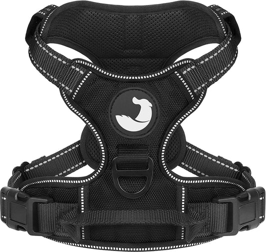 Joytale No Pull Dog Harness Large Dogs, Reflective No Choke Pet Vest with Front and Back 2 Leash Clips, Soft Padded Harnesses with Easy Control Handle for Training and Walking, Black, L Animals & Pet Supplies > Pet Supplies > Dog Supplies > Dog Apparel Joytale Black X-Large 