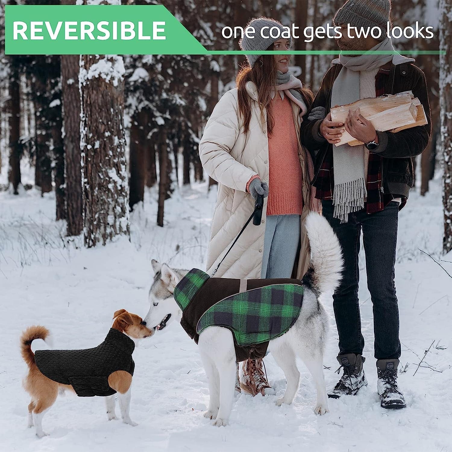 JUDYBRIDAL Winter Dog Coat,Reversible Reflective Windproof Plaid Pet Vest,British Style Warm Cozy Dog Cold Weather Jacket,Thickening Pet Apparel for Small Medium and Large Dogs (XS | Green) Animals & Pet Supplies > Pet Supplies > Dog Supplies > Dog Apparel JUDYBRIDAL   