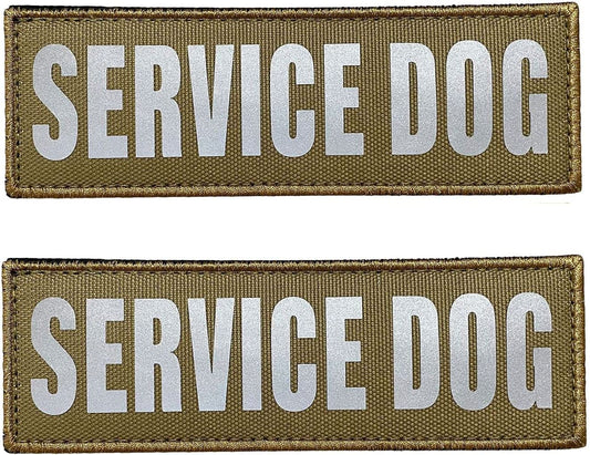 JUJUPUPS 2 Pack Reflective Tactical Dog Patches Service Dog ，In Training,Do NOT PET, Tags with Hook and Loop Patches for Vests and Harnesses (Coyote Brown, Service Dog) Animals & Pet Supplies > Pet Supplies > Dog Supplies > Dog Apparel JUJUPUPS Coyote Brown SERVICE DOG 