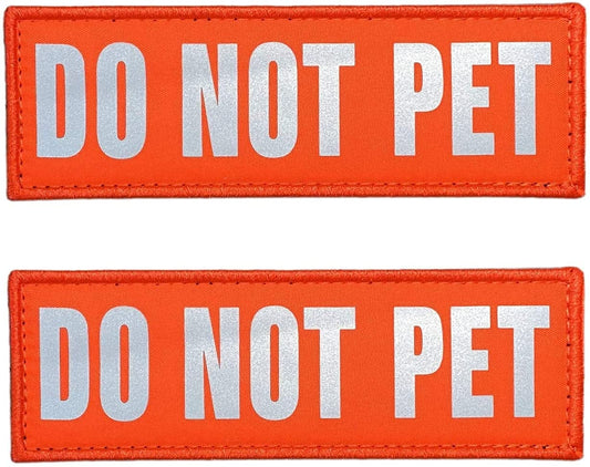 JUJUPUPS Orange Reflective Dog Patches 2 Pack Service Dog,In Training,Do NOT Pet,Patches with Hook and Loop for Vests and Harnesses (DO NOT PET, 5X1.5 Inch) Animals & Pet Supplies > Pet Supplies > Dog Supplies > Dog Apparel JUJUPUPS DO NOT PET 5x1.5 inch 