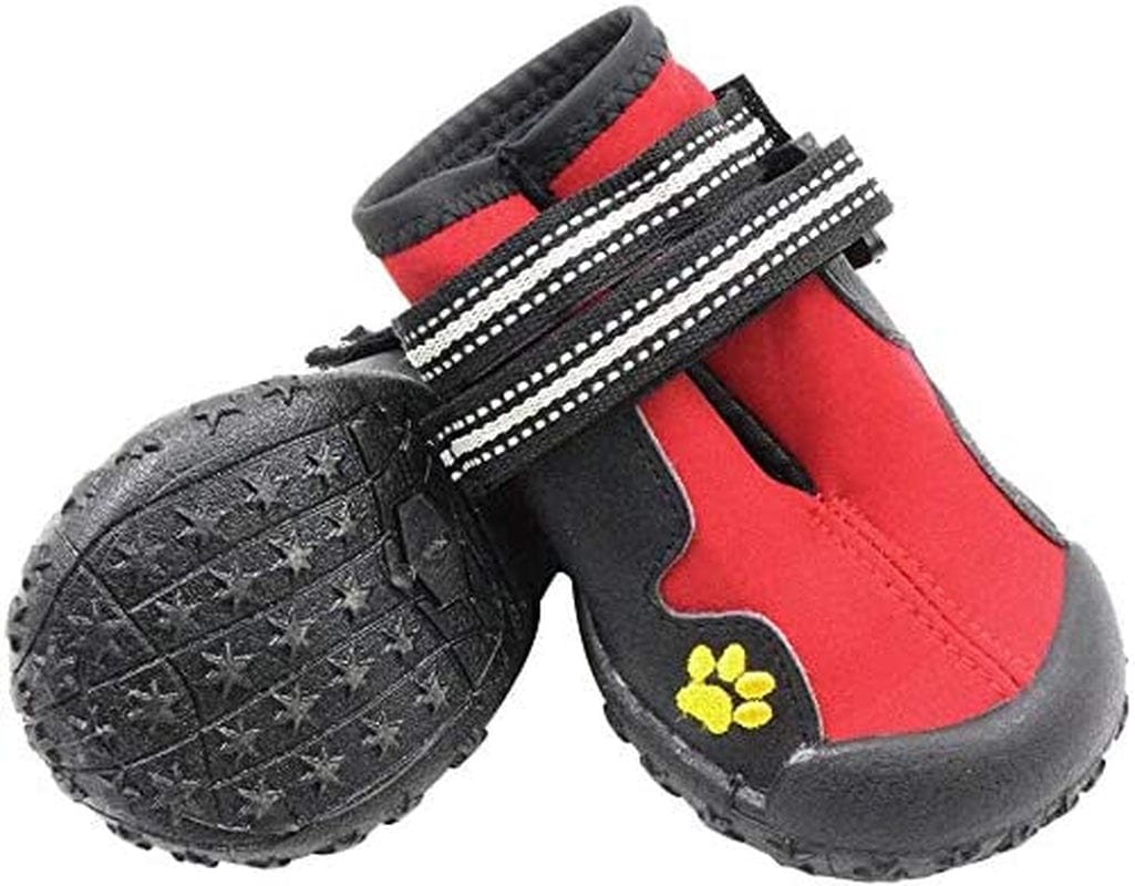 Junbo Petilleur 4Pcs Dog Shoes Waterproof Dog Boots Anti-Skid with Reflective Strap for Outdoor Activities (M) Animals & Pet Supplies > Pet Supplies > Dog Supplies > Dog Apparel Petilleur   