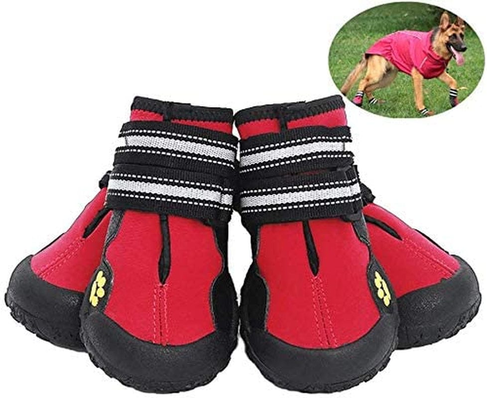 Junbo Petilleur 4Pcs Dog Shoes Waterproof Dog Boots Anti-Skid with Reflective Strap for Outdoor Activities (M) Animals & Pet Supplies > Pet Supplies > Dog Supplies > Dog Apparel Petilleur   