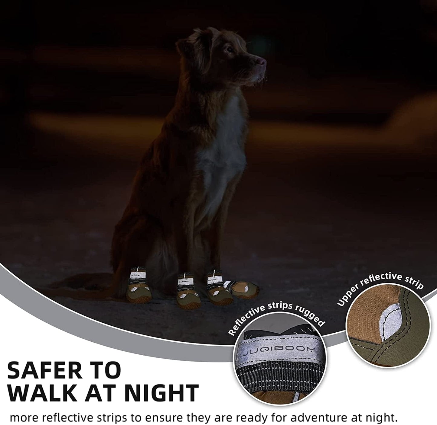 Juqiboom Non-Slip Dog Shoes for outside and Indoor, Rugged Anti- Slip Sole Dogs Boots with Adjustable Reflective Strips for Small Medium Large Dogs (Waterproof-Khaki, #6(Width 2.56 Inch) Pack of 4) Animals & Pet Supplies > Pet Supplies > Dog Supplies > Dog Apparel JUQIBOOM   
