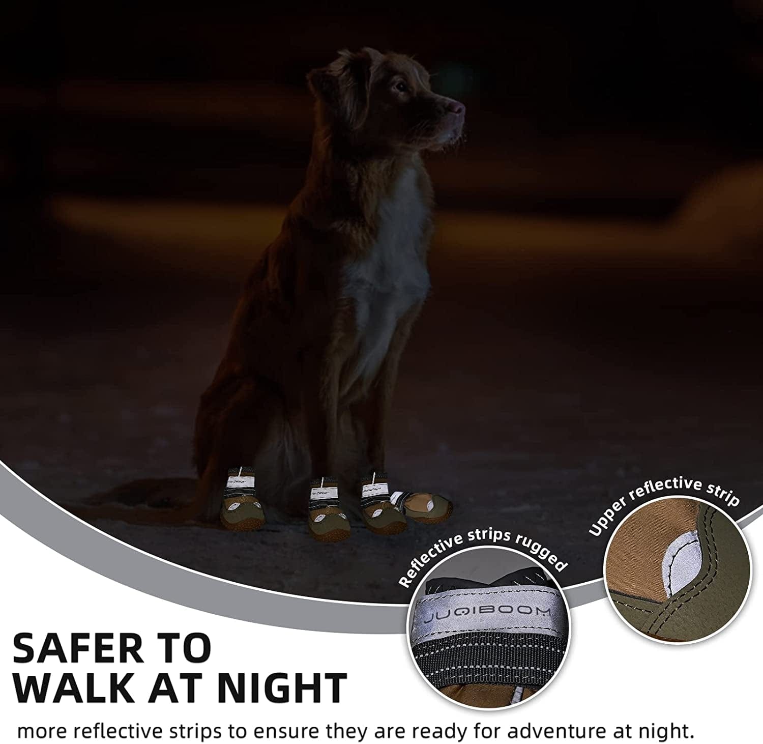 Juqiboom Non-Slip Dog Shoes for outside and Indoor, Rugged Anti- Slip Sole Dogs Boots with Adjustable Reflective Strips for Small Medium Large Dogs (Waterproof-Khaki, #6(Width 2.56 Inch) Pack of 4) Animals & Pet Supplies > Pet Supplies > Dog Supplies > Dog Apparel JUQIBOOM   