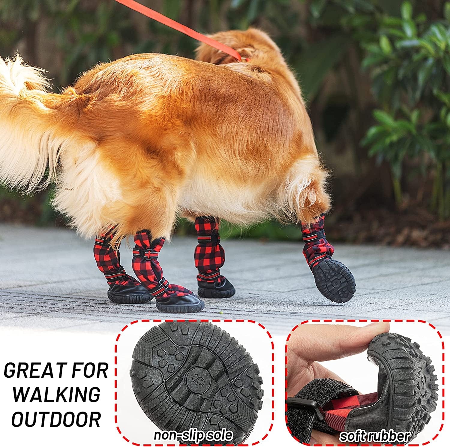 JVVGPET Dog Boots for Medium Large Dogs - Winter Warm Dog Shoes for Walking Hiking Running - Waterproof Reflective Adjustable Anti-Slip Rain Snow Outdoor Dog Boot Shoes Paw Protector Animals & Pet Supplies > Pet Supplies > Dog Supplies > Dog Apparel JVVGPET   