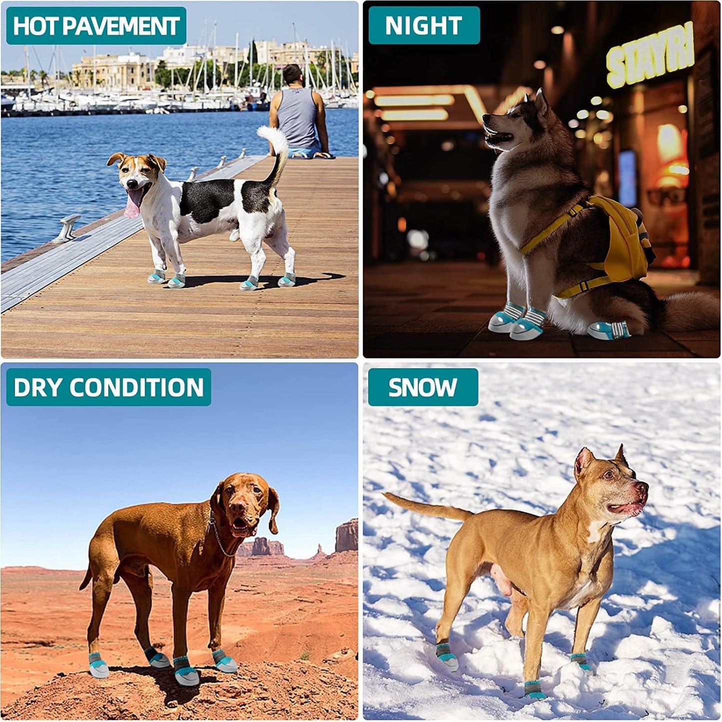 JZXOIVA Dog Boots Breathable Dog Shoes, Dog Shoes for Medium Dogs, Paw Protectors with Non-Slip Rubber Bottom for Outdoor Hiking and Running, Dog Booties with Reflective Straps 4Pcs/Set Animals & Pet Supplies > Pet Supplies > Dog Supplies > Dog Apparel JZXOIVA   