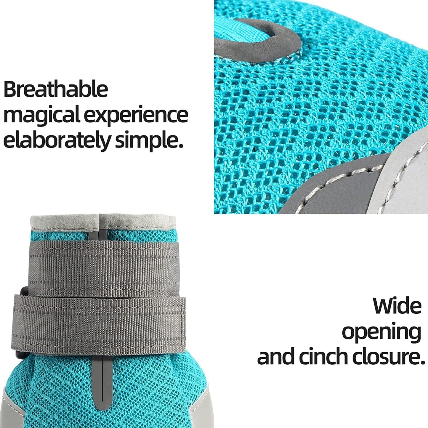 JZXOIVA Dog Boots Breathable Dog Shoes, Dog Shoes for Medium Dogs, Paw Protectors with Non-Slip Rubber Bottom for Outdoor Hiking and Running, Dog Booties with Reflective Straps 4Pcs/Set Animals & Pet Supplies > Pet Supplies > Dog Supplies > Dog Apparel JZXOIVA   