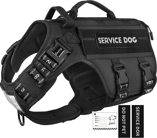 Kastty Premium Tactical Dog Harness, with Sturdy 2 Handles& Metal D Ring, Extended Service Dog Vest Handy No Pull Dog Harness with Adjustable Scale Straps, 2 Large Pockets and DIY Molle& Loop Panels Animals & Pet Supplies > Pet Supplies > Dog Supplies > Dog Apparel Kastty Black Large 