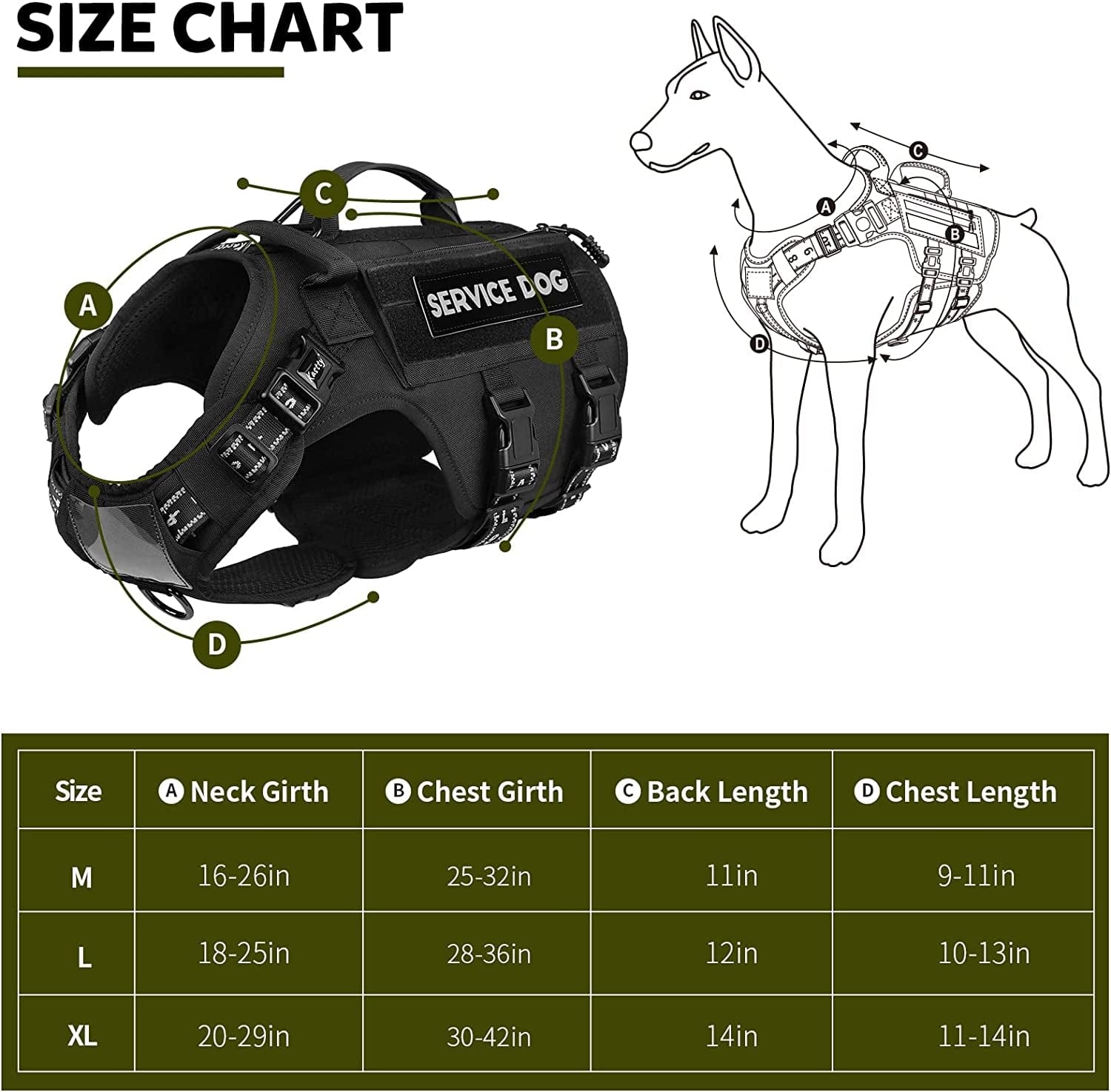 Kastty Premium Tactical Dog Harness, with Sturdy 2 Handles& Metal