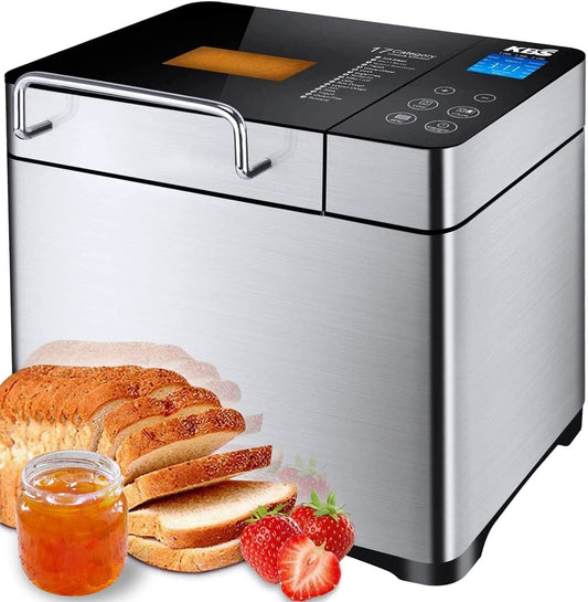 KBS Large 17-In-1 Bread Machine, 2LB All Stainless Steel Bread Maker with Auto Fruit Nut Dispenser, Nonstick Ceramic Pan, Full Touch Panel Tempered Glass, Reserve& Keep Warm Set, Oven Mitt and Recipes Animals & Pet Supplies > Pet Supplies > Dog Supplies > Dog Apparel KBS   