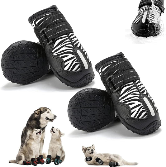 KEIYALOE Dog Shoes Breathable for Rain Summer Hot Pavement with Reflective Strips, Dog Boots for Puppies Small Medium Large Dogs, Anti-Slip Puppy Shoes Paw Protector for Mud Hiking Running 4PCS Animals & Pet Supplies > Pet Supplies > Dog Supplies > Dog Apparel KEIYALOE White Size 1: for 1.38"~1.57"(Paw's Width) 