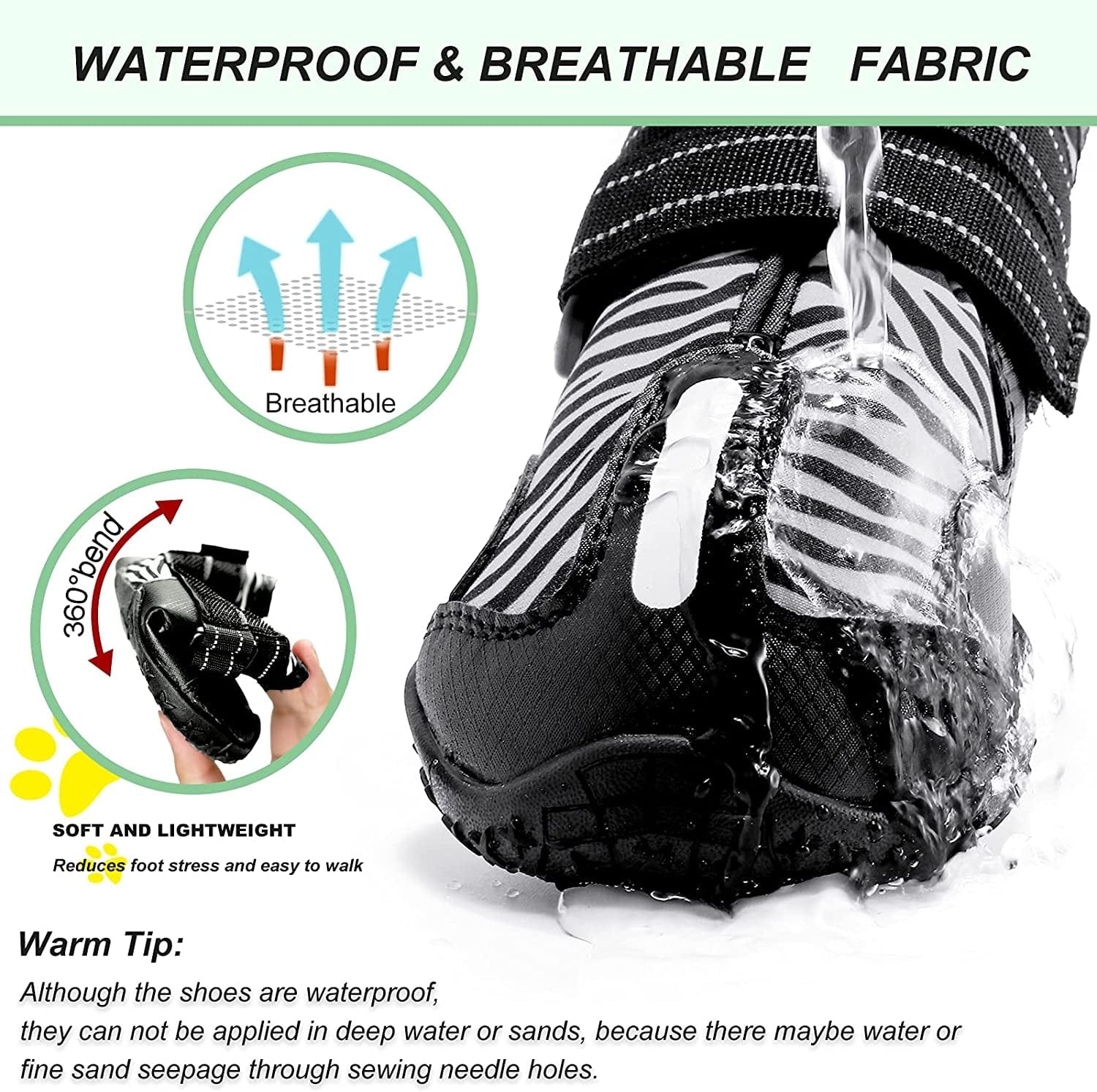 KEIYALOE Dog Shoes Breathable for Rain Summer Hot Pavement with Reflective Strips, Dog Boots for Puppies Small Medium Large Dogs, Anti-Slip Puppy Shoes Paw Protector for Mud Hiking Running 4PCS Animals & Pet Supplies > Pet Supplies > Dog Supplies > Dog Apparel KEIYALOE   