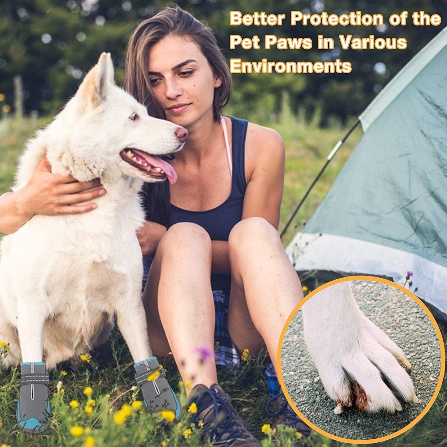 KEIYALOE Dog Shoes for Hot Pavement Dogs Boots Heat Protection Paw Breathable Non-Slip Waterproof Adjustable Reflective Straps for Small Medium Large Dogs Animals & Pet Supplies > Pet Supplies > Dog Supplies > Dog Apparel KEIYALOE   