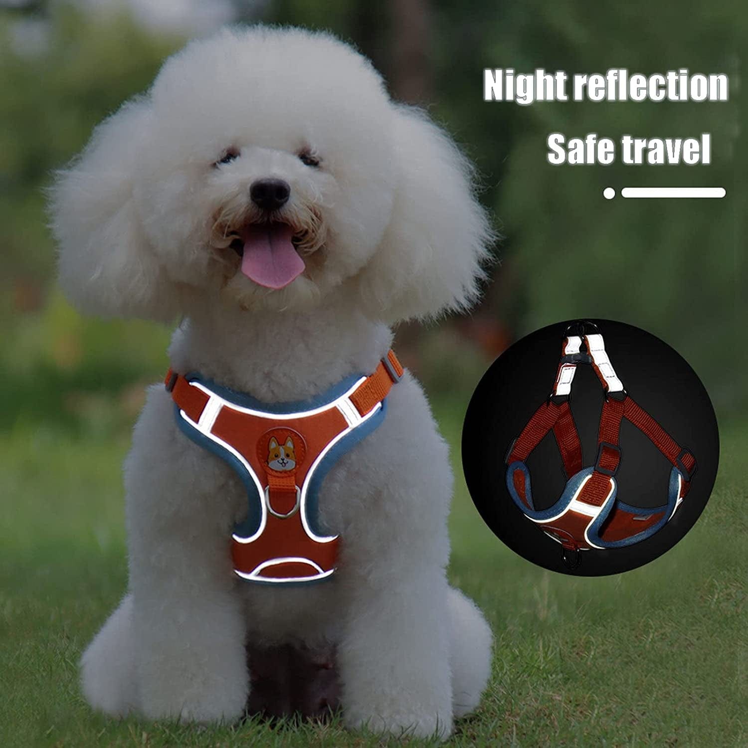 KIDOZI No Pull Dog Harness, Adjustable Reflective Dog Vest Harness for Medium Dogs, Pet Harness with Soft Padded Vest (Red) Animals & Pet Supplies > Pet Supplies > Dog Supplies > Dog Apparel KIDOZI   