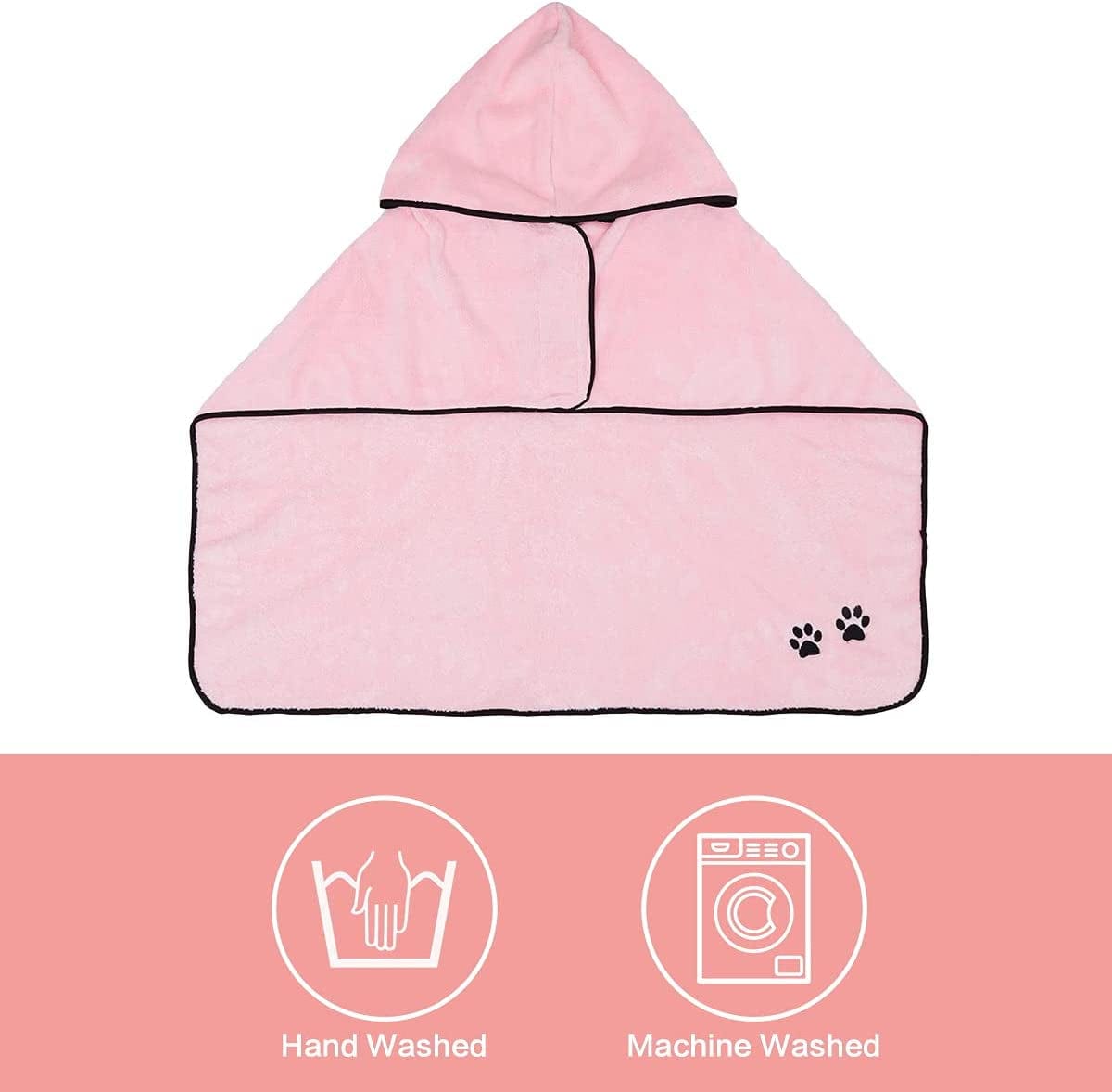 KKUYT Dog Bathrobe Towel, Super Absorbent Coral Fleece Pet Bathrobe Towel Quick Drying Dog Towels Robe for Large Dogs, Soft Dog Drying Robe with Hood & Belt for Bath Swim & Beach Trips - L Size Animals & Pet Supplies > Pet Supplies > Dog Supplies > Dog Apparel KKUYT   