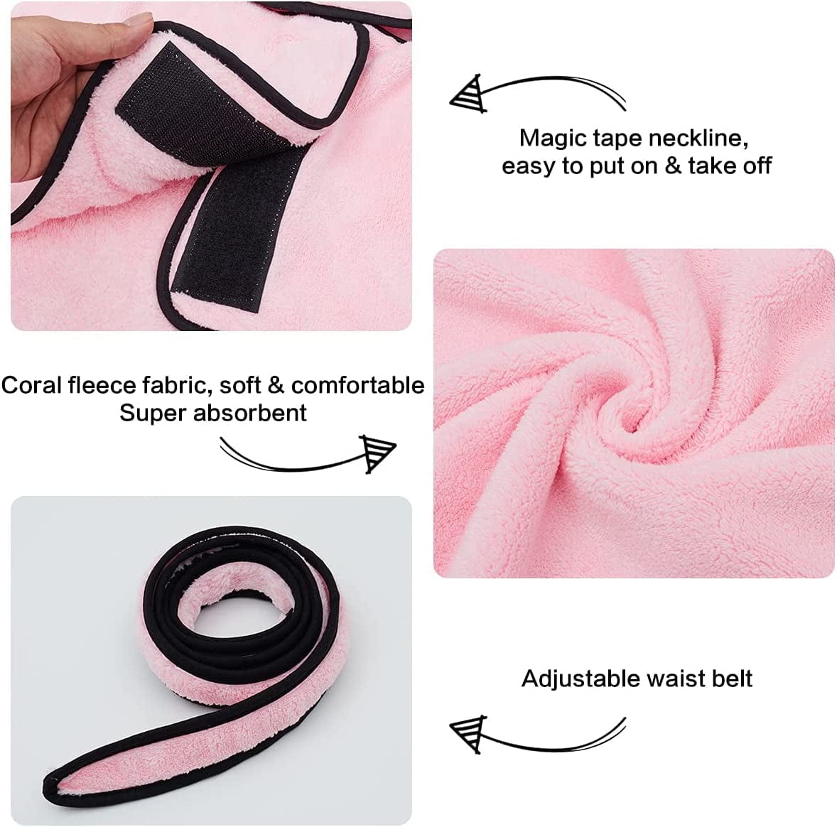 KKUYT Dog Bathrobe Towel, Super Absorbent Coral Fleece Pet Bathrobe Towel Quick Drying Dog Towels Robe for Large Dogs, Soft Dog Drying Robe with Hood & Belt for Bath Swim & Beach Trips - L Size Animals & Pet Supplies > Pet Supplies > Dog Supplies > Dog Apparel KKUYT   