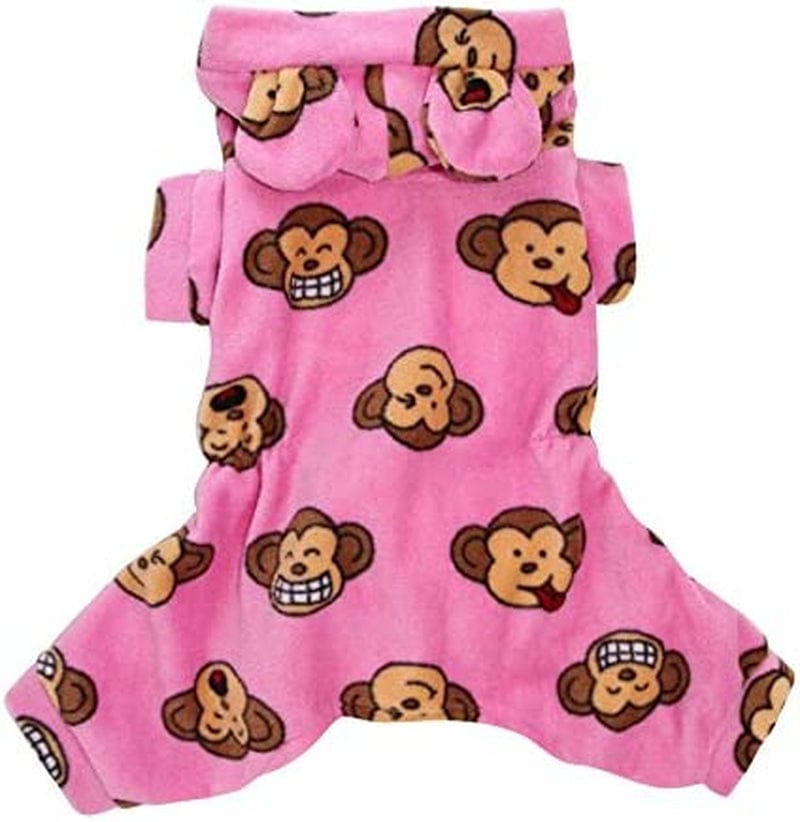 Klippo Silly Monkey Fleece Hooded Pajamas/Bodysuit/Loungewear/Coverall with Ears - Pink - Large Animals & Pet Supplies > Pet Supplies > Dog Supplies > Dog Apparel KLIPPO PET   