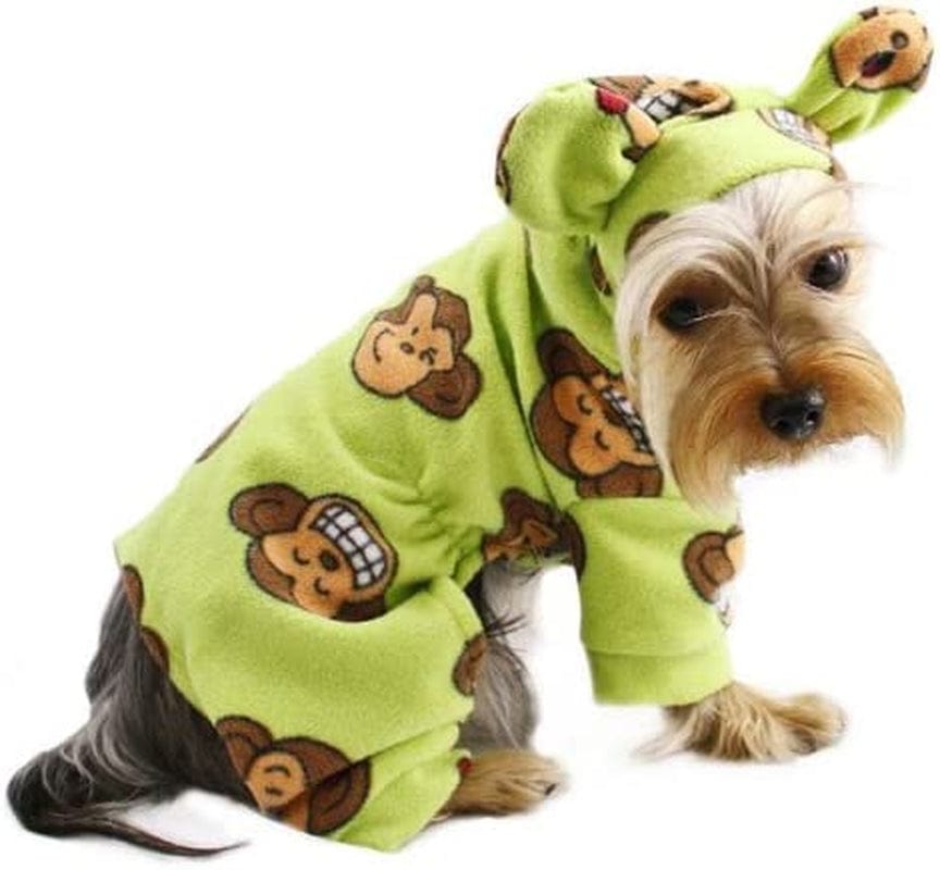 Klippo Silly Monkey Fleece Hooded Pajamas/Bodysuit/Loungewear/Coverall with Ears - Pink - Large Animals & Pet Supplies > Pet Supplies > Dog Supplies > Dog Apparel KLIPPO PET LIME l 