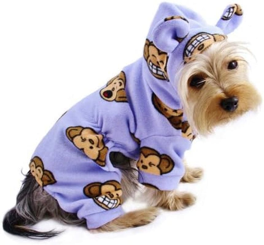 Klippo Silly Monkey Fleece Hooded Pajamas/Bodysuit/Loungewear/Coverall with Ears - Pink - Large Animals & Pet Supplies > Pet Supplies > Dog Supplies > Dog Apparel KLIPPO PET LAVENDER Large 