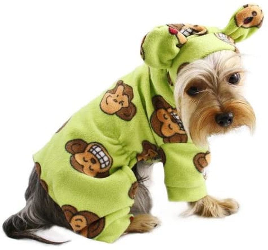 Klippo Silly Monkey Fleece Hooded Pajamas/Bodysuit/Loungewear/Coverall with Ears - Pink - Large Animals & Pet Supplies > Pet Supplies > Dog Supplies > Dog Apparel KLIPPO PET LIME X-LARGE 