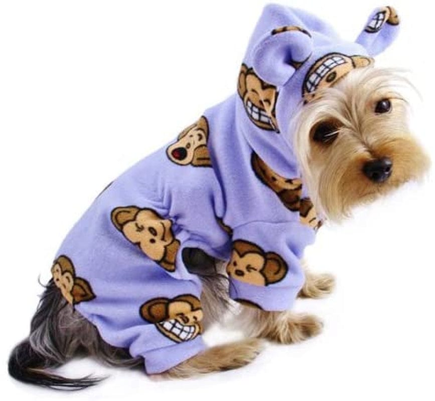 Klippo Silly Monkey Fleece Hooded Pajamas/Bodysuit/Loungewear/Coverall with Ears - Pink - Large Animals & Pet Supplies > Pet Supplies > Dog Supplies > Dog Apparel KLIPPO PET LAVENDER Medium 