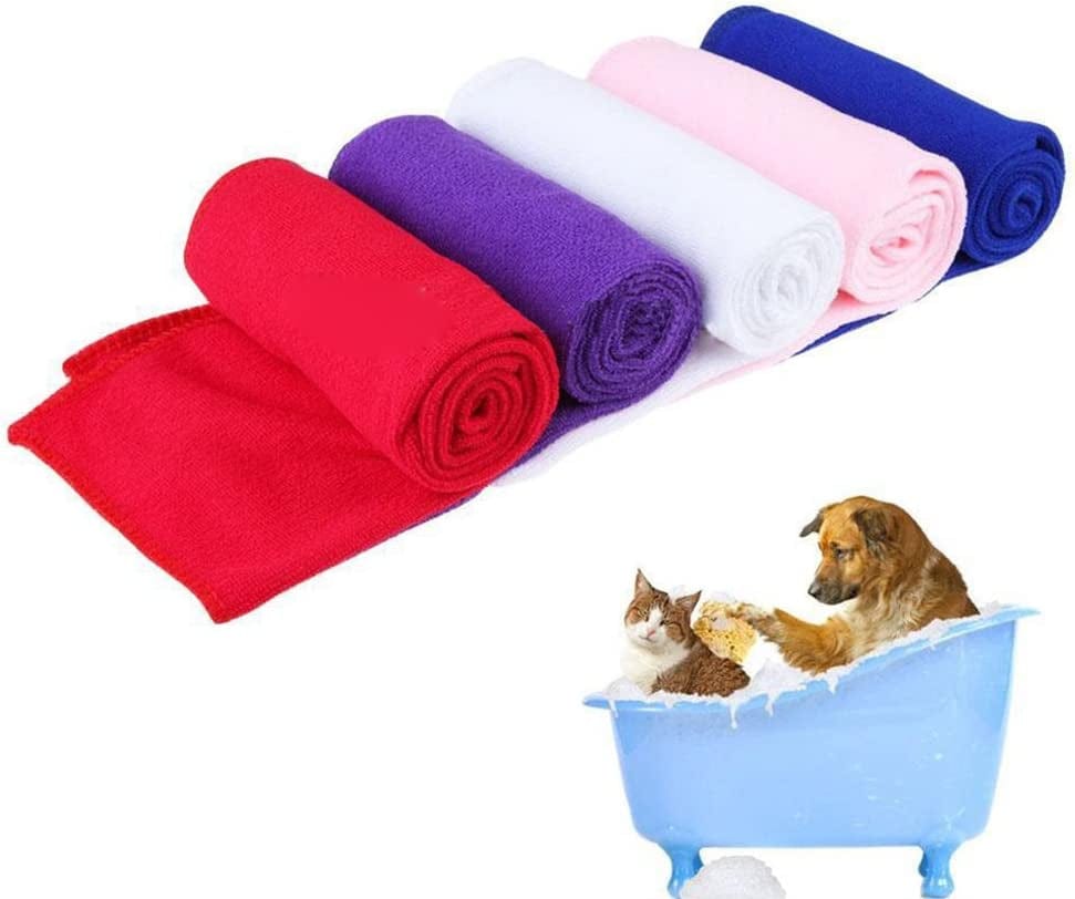 Klun 5Pcs Soft Fast Drying Pet Puppy Dog Cat Microfiber Bathrobe Towel Ultra-Absorbent Hand Towel (Random Color, 5Pcs) Animals & Pet Supplies > Pet Supplies > Dog Supplies > Dog Apparel kulunzhineng   