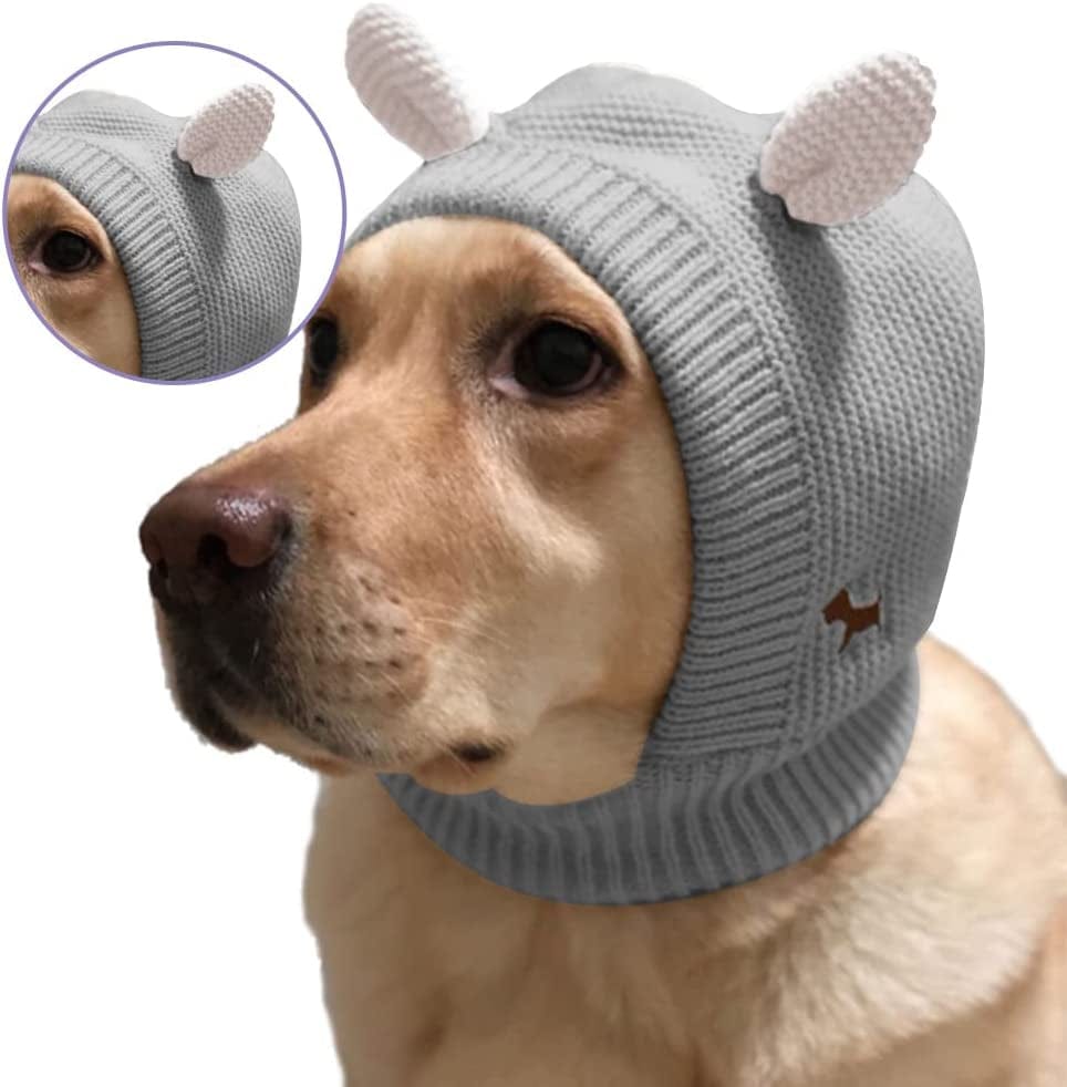Knitted Dog Hats Dog Ear Cover Dog Warm Muffs for Winter Protection Pet Head Wrap Bunny Costume Snood for Medium to Large Dogs Cats,Grey Animals & Pet Supplies > Pet Supplies > Dog Supplies > Dog Apparel LOVECENTRAL   