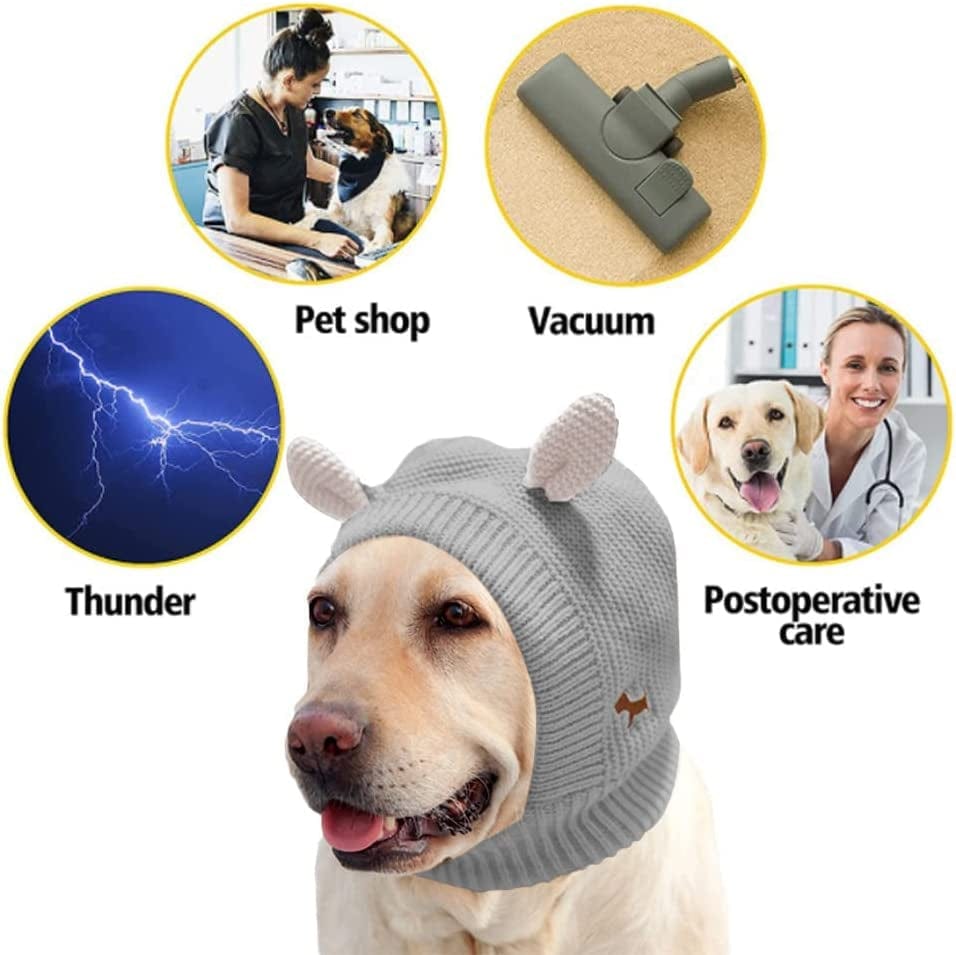 Knitted Dog Hats Dog Ear Cover Dog Warm Muffs for Winter Protection Pet Head Wrap Bunny Costume Snood for Medium to Large Dogs Cats,Grey Animals & Pet Supplies > Pet Supplies > Dog Supplies > Dog Apparel LOVECENTRAL   