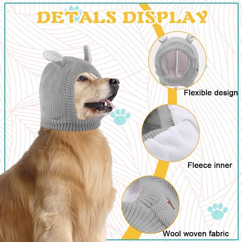 Knitted Dog Hats Dog Ear Cover Dog Warm Muffs for Winter Protection Pet Head Wrap Bunny Costume Snood for Medium to Large Dogs Cats,Grey Animals & Pet Supplies > Pet Supplies > Dog Supplies > Dog Apparel LOVECENTRAL   